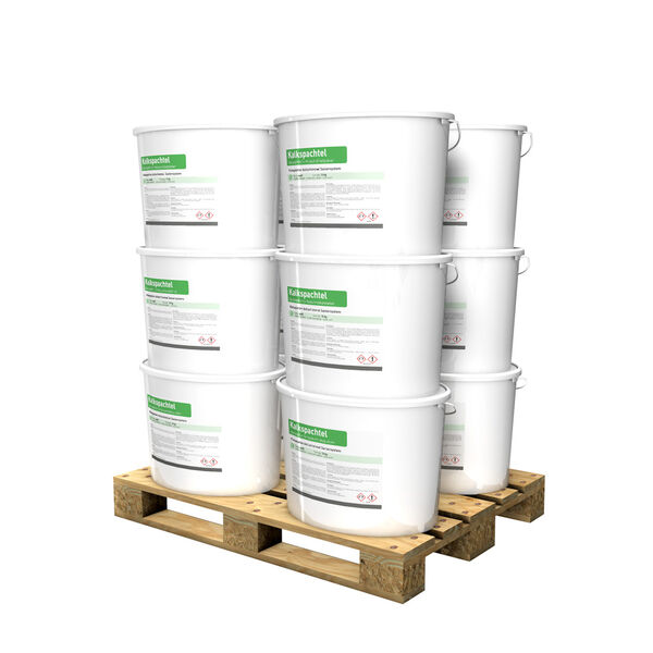 Kalkspachtel / Glätte 15kg Eimer in weiß auf Palette